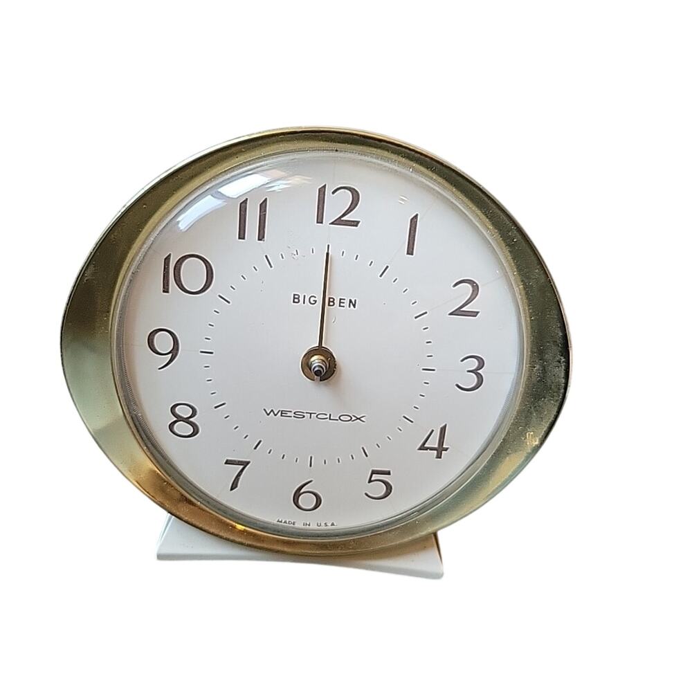 Clock Big Ben Westclox White Face Vintage Alarm Glow in the dark Rehab Project